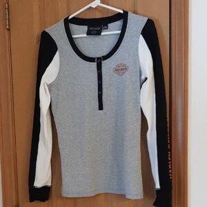 Harley-Davidson Gray and Black Long Sleeve Top NEW w/out tags